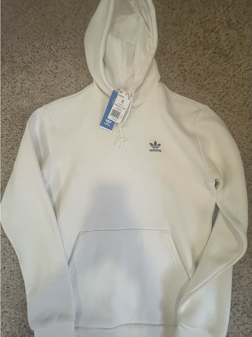 adidas White Trefoil Hooded Pullover